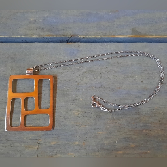 Vintage Sterling Silver Modernist Geometric Necklace - Picture 9 of 13